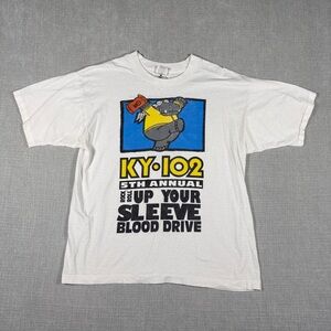 Vintage 90s KY-102 Rock Up Your Sleeve Blood Drive T-Shirt XL Single Stitch